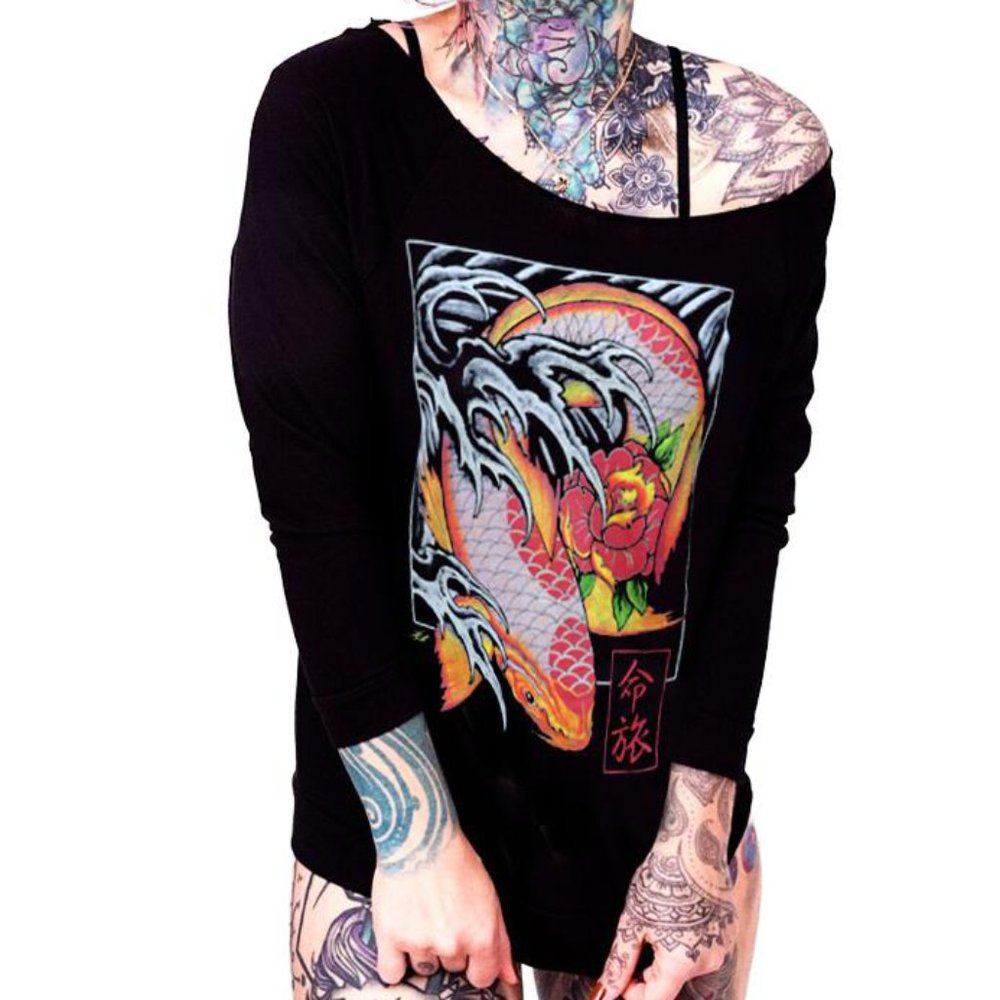 Lifes Journey Japanese Tattoo Art Black Sweatshirt
